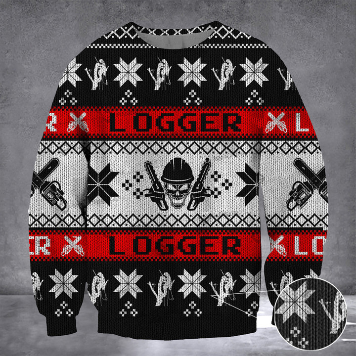 Logger Ugly Christmas Sweater Merry Xmas Logging Clothing Gift For Mens