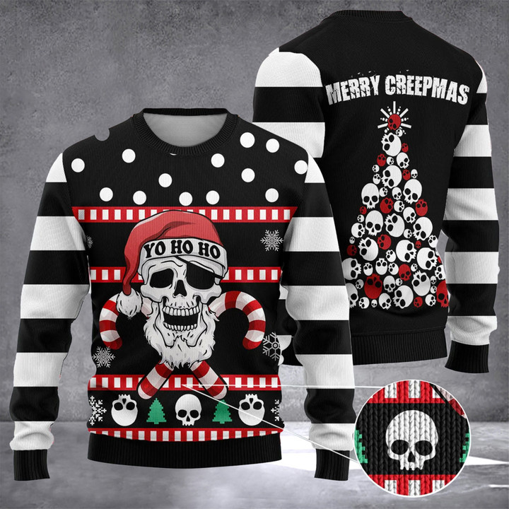 Merry Creepmas Ugly Christmas Sweater Ho Ho Ho Skull Xmas Sweater Best Gifts For 2022