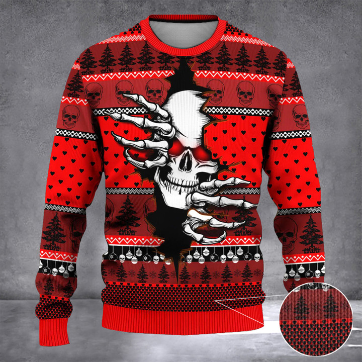 Skull Ugly Christmas Sweater Scary Skull Ugly Xmas Sweater Gifts For Boyfriend