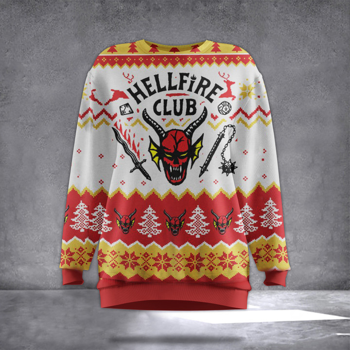 Hellfire Club Stranger Things Ugly Christmas Sweatshirt Stranger Things Merch Gifts For Fan