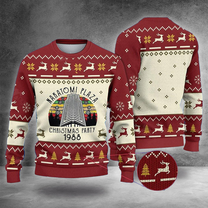 Die Hard Ugly Christmas Sweater Nakatomi Plaza Christmas Party 1988 Sweater Clothing