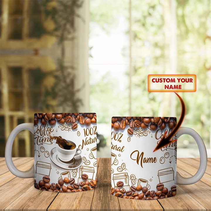 Personalized Coffee Time 100 Natural Mug Coffee Lover Best Mugs Gift For Him Her