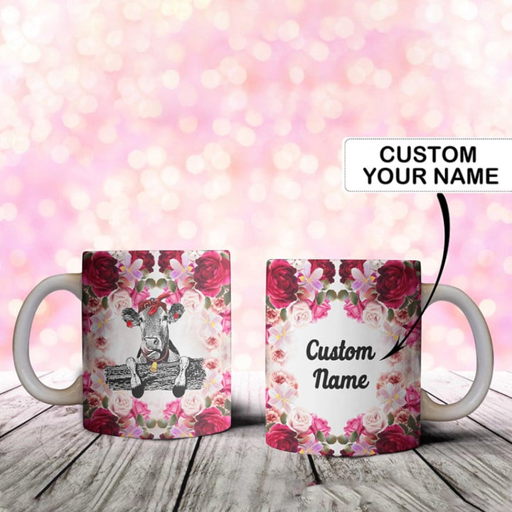 Personalized Cow Mug Cow Print Coffee Mug Presents For Girlfriend