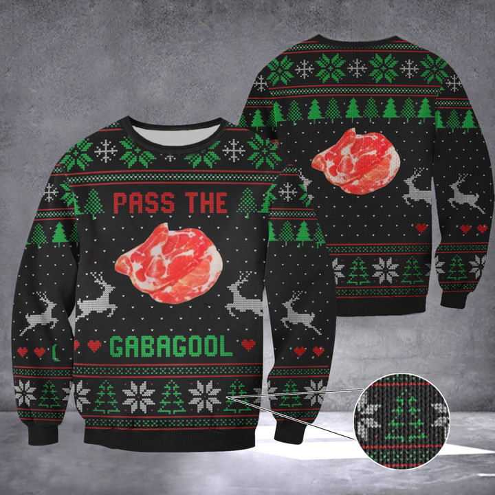 Pass The Gabagool Ugly Christmas Sweater Funny Gabagool Tacky Xmas Holiday Clothing