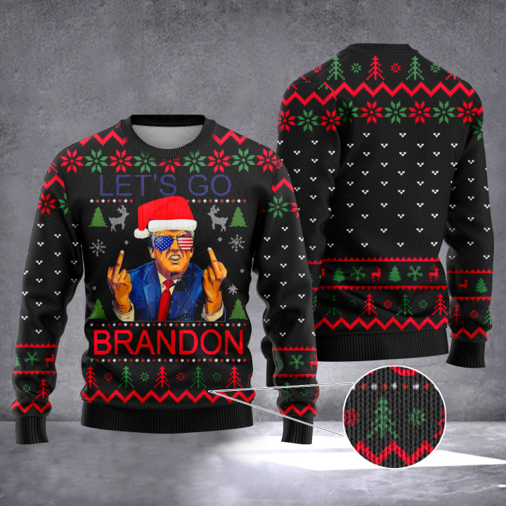 Trump Santa Let’s Go Brandon Ugly Christmas Sweater Funny Donald Trump FJB Sweater