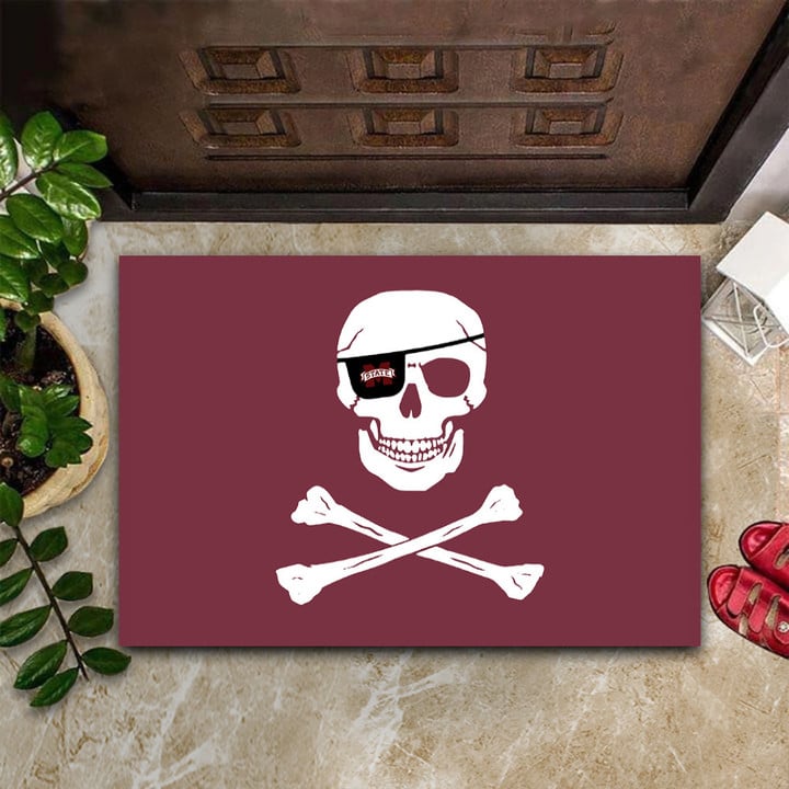 Mississippi State Pirate Flag Doormat Cross Bones Flag Welcome Home Decorations