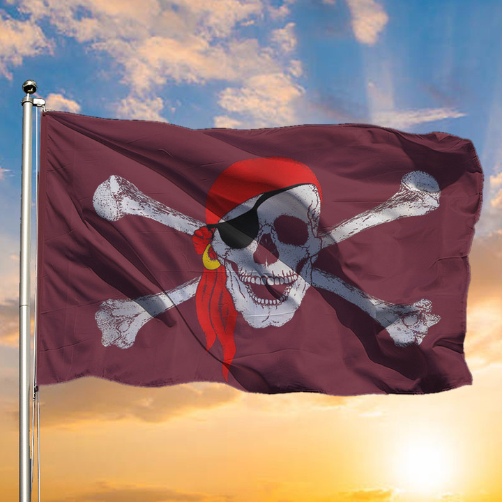 Jolly Roger Flag With Red Bandana Pirate Flags Football Gifts