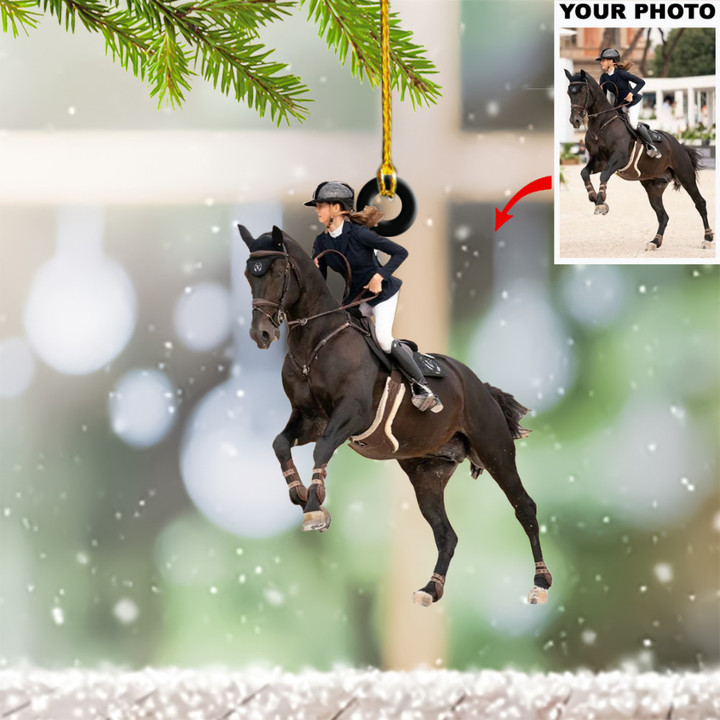 Personalized Photo Horseback Riding Christmas Ornament Horseback Rider Ornament Decor Gift