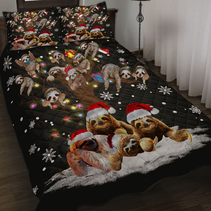 Sloths Christmas Quilt Bedding Sets Sloth Lover Cute Christmas Decorations For Your Bedroom