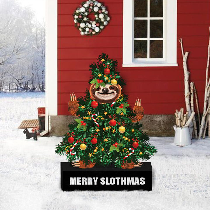 Sloth Merry Slothmas Yard Sign Outdoor House Christmas Decorations Gifts For Sloth Lovers