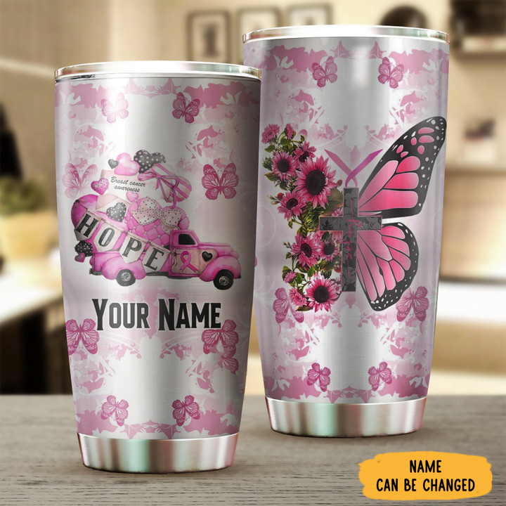 Personalized Breast Cancer Awareness Tumbler Breast Cancer Tumbler Gift For Sibling