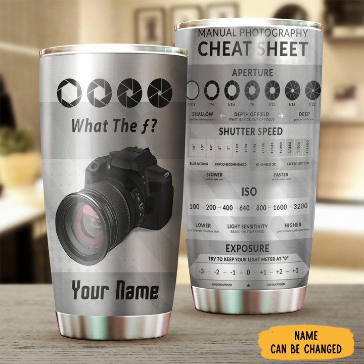 Personalized Camera Tumbler Manual Photography Cheat Sheet Tumbler Cups Gifts For Photographer
