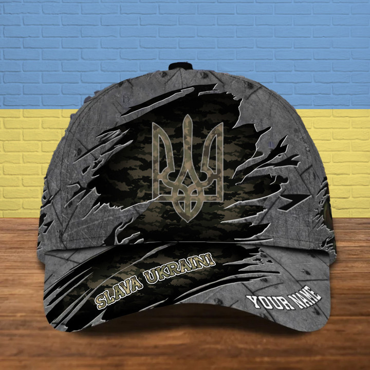 Personalized Slava Ukraini Camouflage Hat Unique Support Ukraine Army Military Merch Gifts