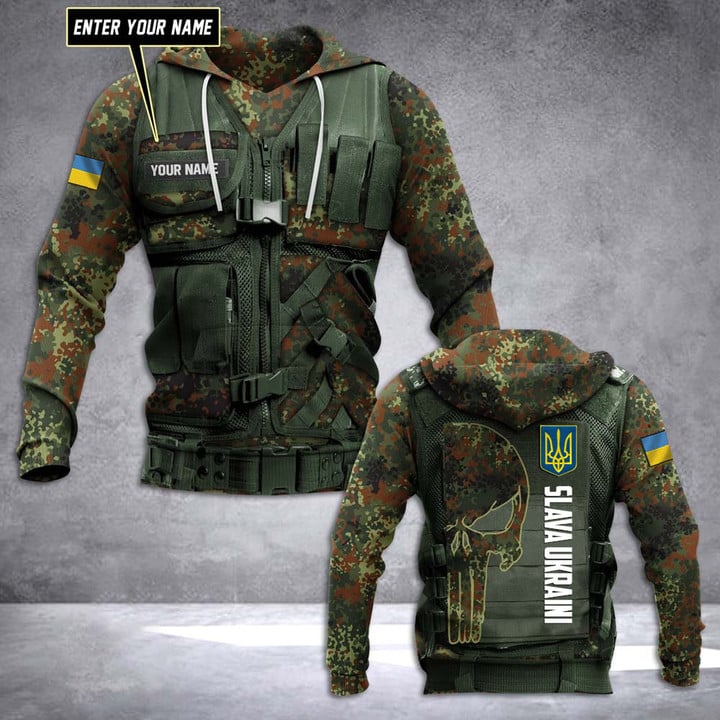 Personalized Name Slava Ukraini Camo Hoodie Mens Ukraine Support Clothing