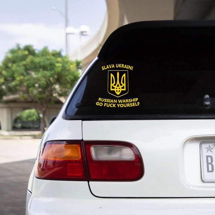 Support Ukraine Slava Ukraini Car Stickers Russia Warship Go Fuck Yourself