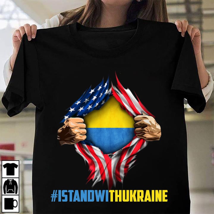 Support Ukraine Shirt American Flag Inside Ukrainian Flag I Stand With Ukraine Apparel