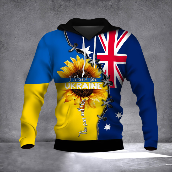 I Stand For Ukraine The Sun Will Rise Hoodie Australia Ukrainian Flag Hoodie Support Ukraine