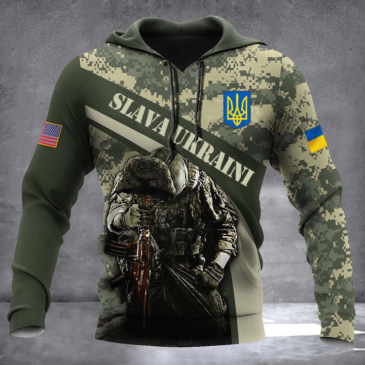 USA Stands With Ukraine Slava Ukraini Hoodie Ukraine Veteran Camo Merch