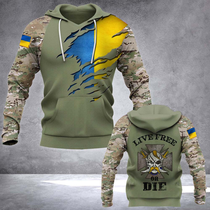 Stand With Ukraine Camo Hoodie Live Free Or Die Clothing