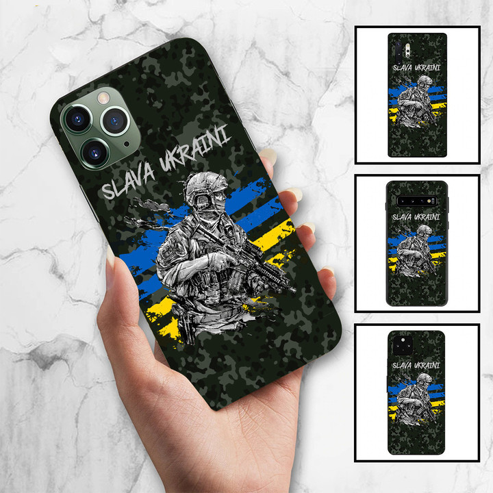 Slava Ukraini Soldier Phone Case Support Ukraine Camo Merchandies