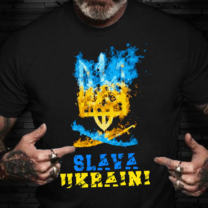 Slava Ukraini Shirt Ukrainian Trident Ukraine Symbol Clothing Gift