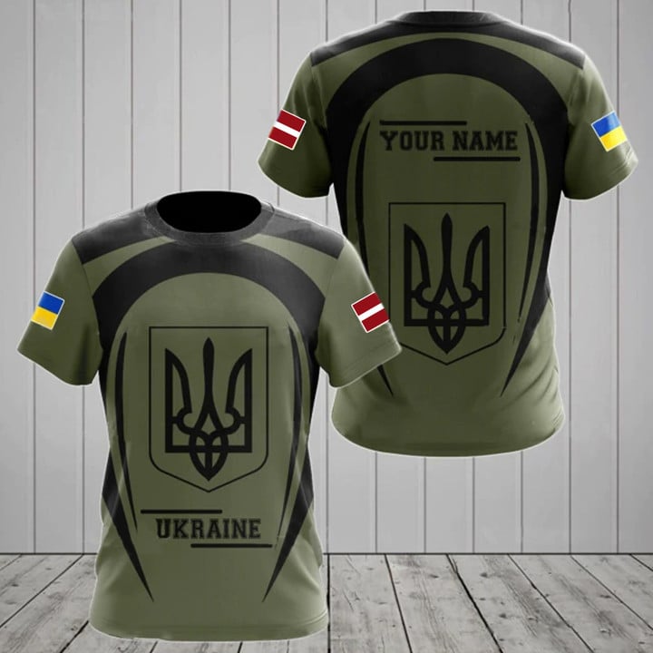 Personalized Latvia Ukraine Shirt Ukrainian Ukraine Flag Trident Clothes Merch