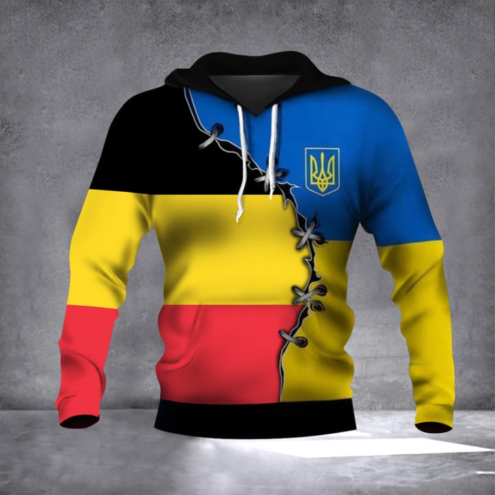 Support Ukraine Belgium Ukrainian Flag Hoodie No War In Ukraine Clothes Merch