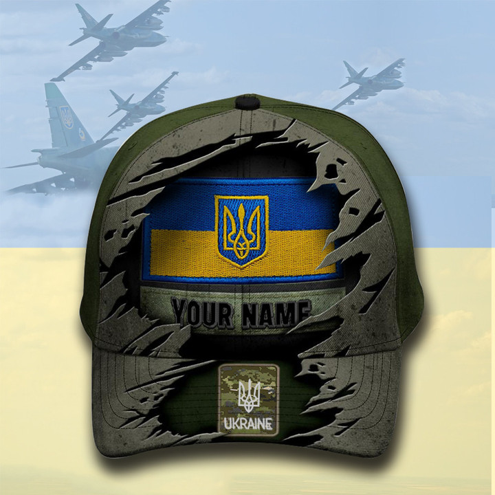 Personalized Name Stand With Ukraine Hat Mens Ukrainian Flag Merch