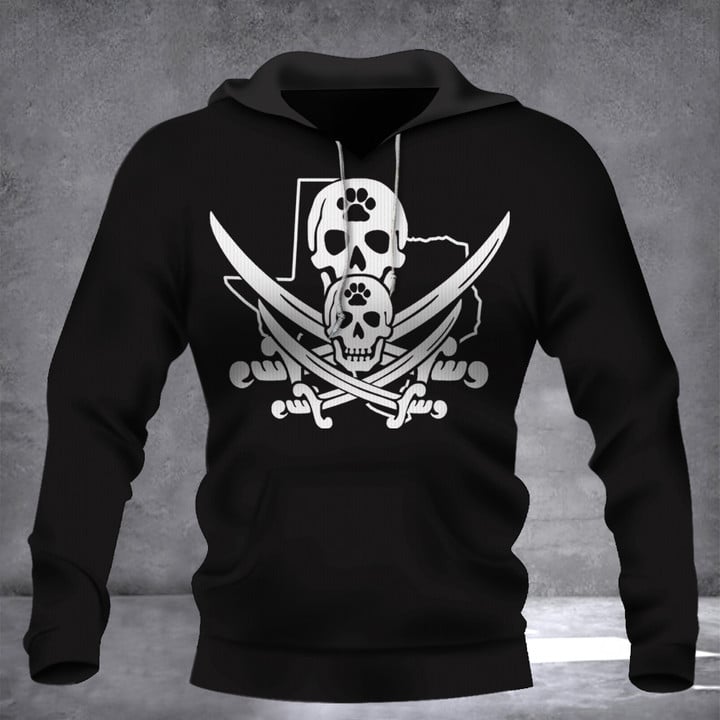 Texas State Pirate Hoodie Skull And Crossbones Pirate Clothing Merch