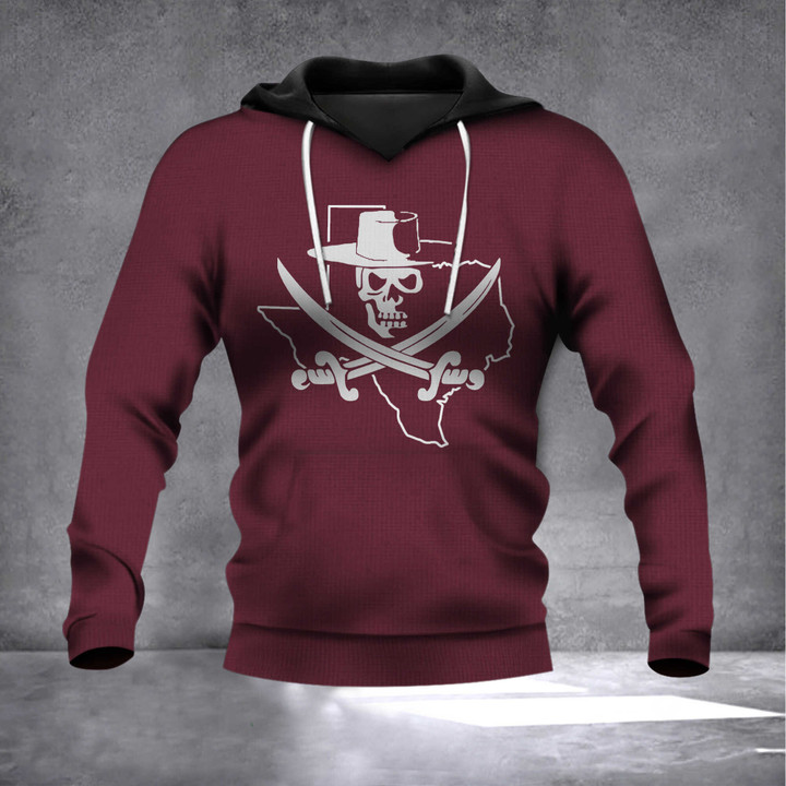 Texas State Pirate Hoodie Pirate Skull And Crossbones Flag Clothing Merch