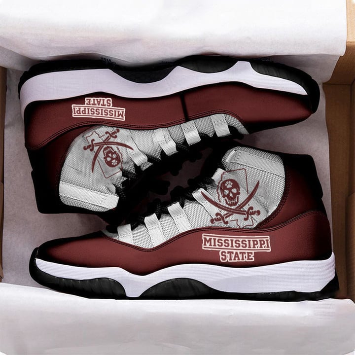 Mississippi State Pirate Shoes Mike Leach Pirate Air Jordan 11 Football Gifts For Men