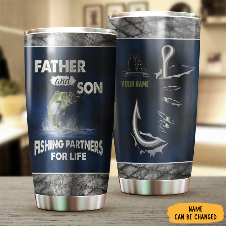 Personalized Father And Son Fishing Partners For Life Tumbler Fishing Lover Cool Tumbler Gift