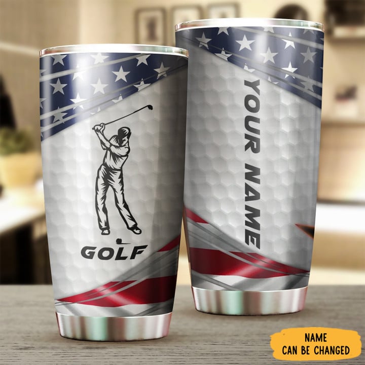Personalized Golf Tumbler Golf Player Patriotic Tumblers Gifts For Golfer