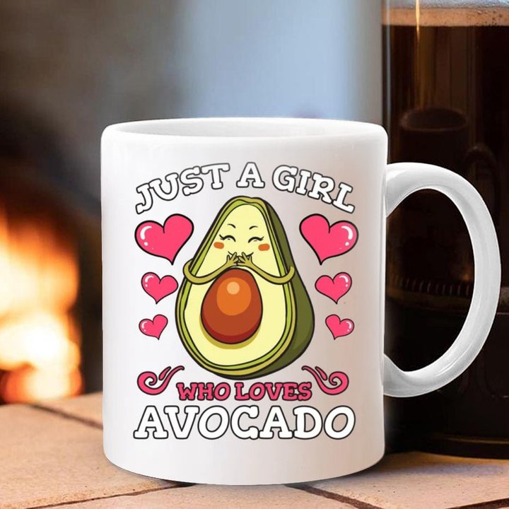 Just A Girl Who Loves Avocado Mug Cute Coffee Mugs Gifts For Girlfriend