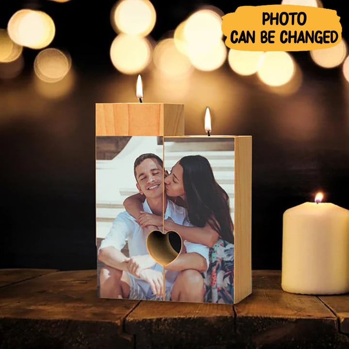 Personalized Couple Photo Candle Holder Custom Photo Candle Holder Valentine Gifts For Couples