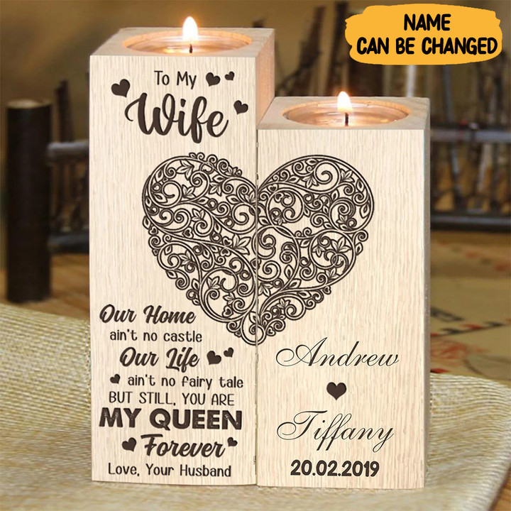 Personalized Husband To Wife Candle Holder To My Wife Our Home Ain't No Castle Our Life
