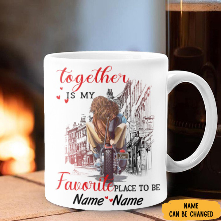 Personalized Motorbike Together Is My Favorite Place To Be Mug Valentine Gifts For Couples