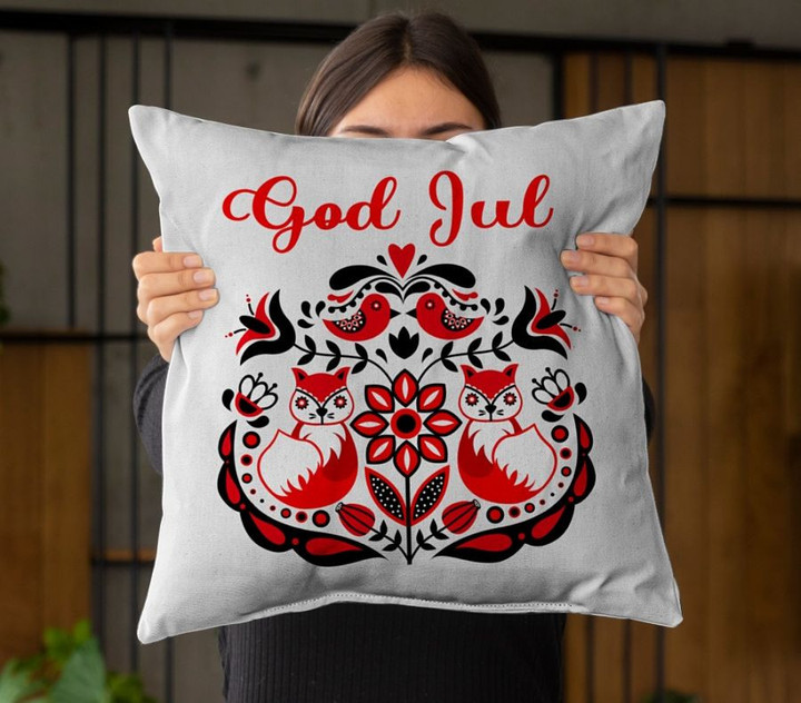 Fox And Bird God Jul Pillow Throw Pillows For Couch Home Decorations