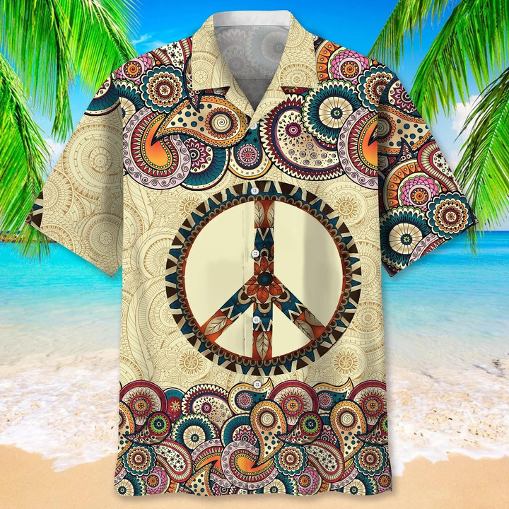 Peace Symbol Hippie Hawaii Shirt Peace Love Hawaiian Style Shirts Gift For Him