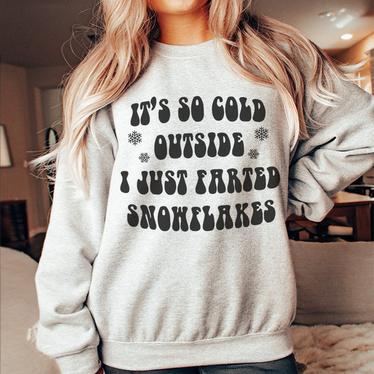 It's So Cold Outside I Just Farted Snowflakes Sweatshirt Humor Quote Best Clothing Men Women