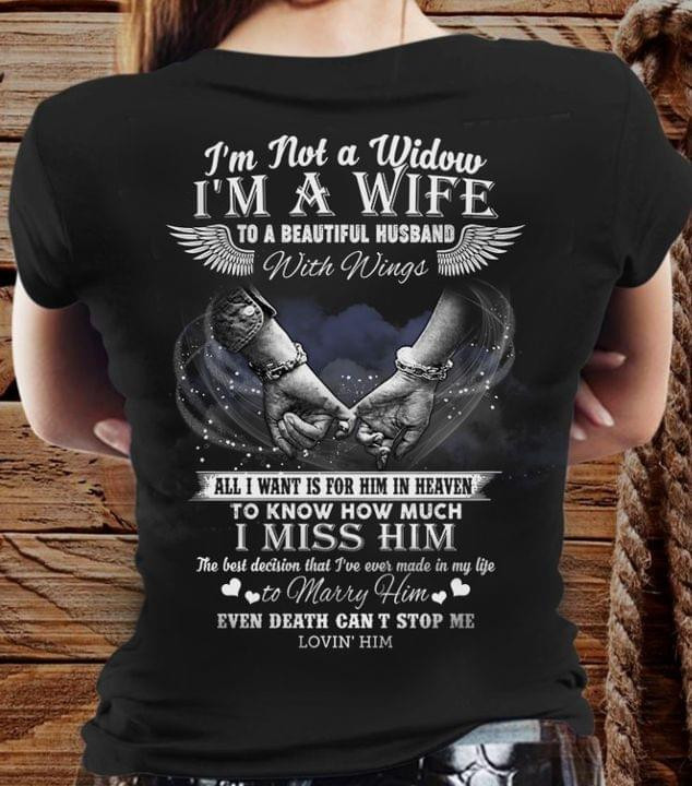 I'm Not A Window I'm A Wife To Beautiful Husband With Wings Shirt In Memory Of Husband Gifts