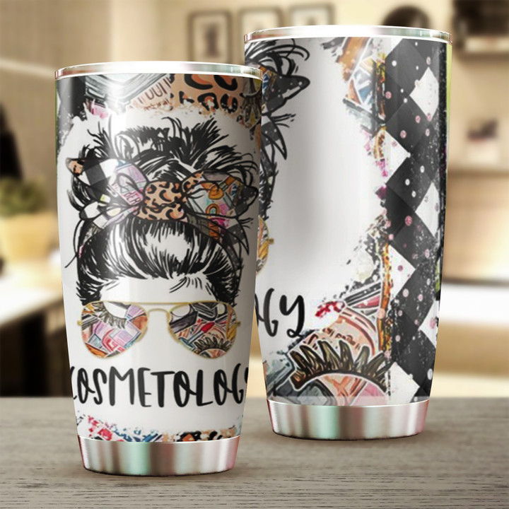 Woman Messy Bun Cosmetology Skinny Tumbler Skinny Sublimation Tumblers Gift For Teens