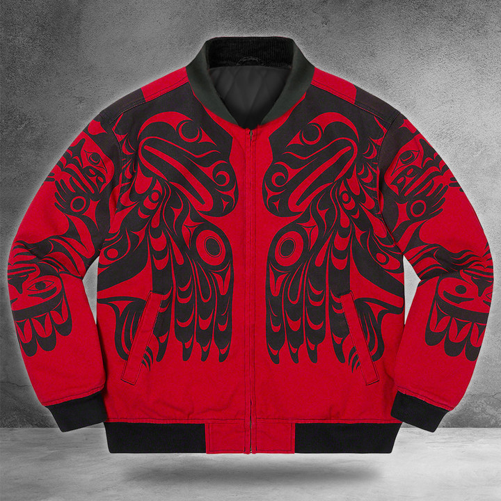 Raven Haida Art Printed Jacket Pacific Northwest Style Raven Clothing Merch