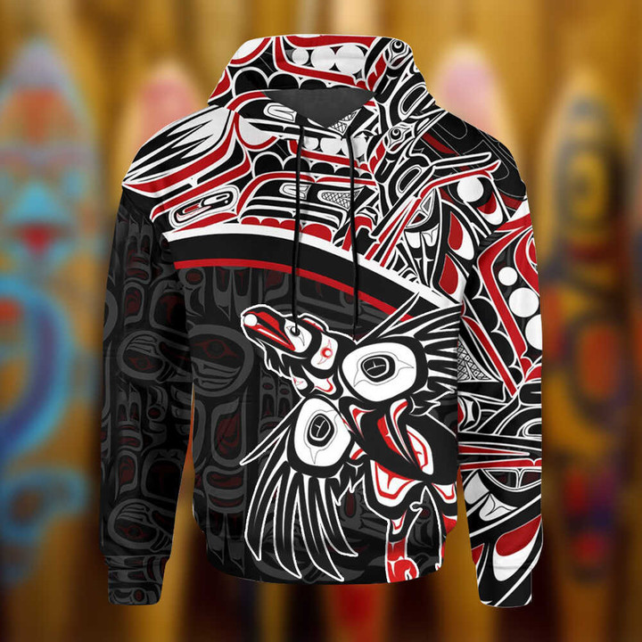 Haida Art Symbolism Hoodie Pacific Northwest Style 3D Printed Clothing Gift For Sibling