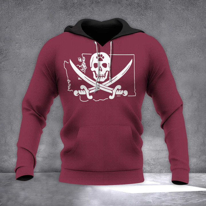 Washington State Pirate Hoodie Jolly Roger Pirate Flag Hoodie Best Gift For Football Lovers