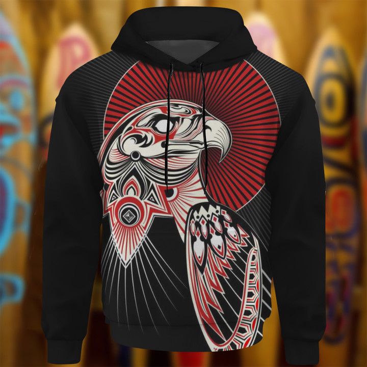 Haida Art Spirit Eagle Hoodie Pacific Northwest Style Clothing Gift For Boyfriend