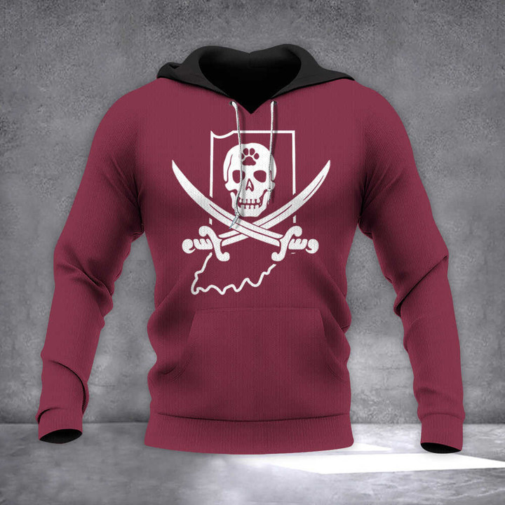 Indiana State Pirate Hoodie Skull And Crossbones Red Pirate Flag Clothing Gift For Men