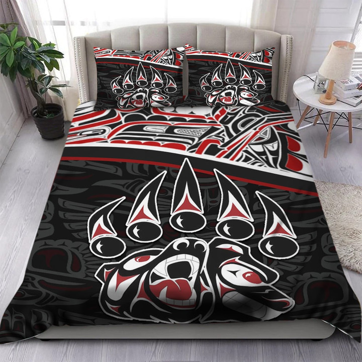 Pacific Northwest Style Bear Paw Bedding Set Haida Art Spirit Merch Decorations