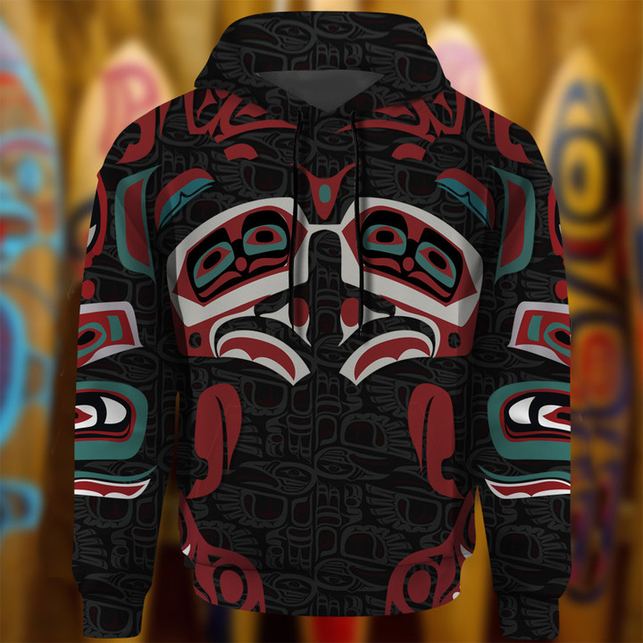 Pacific Northwest Style Symbolism Hoodie Haida Art 3D Printed Hoodie Gift For Mens