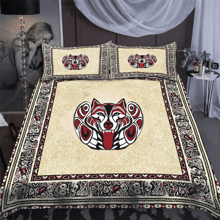 Haida Art Wolf Symbolism Bedding Set Pacific Northwest Style Merch Bedroom Decor